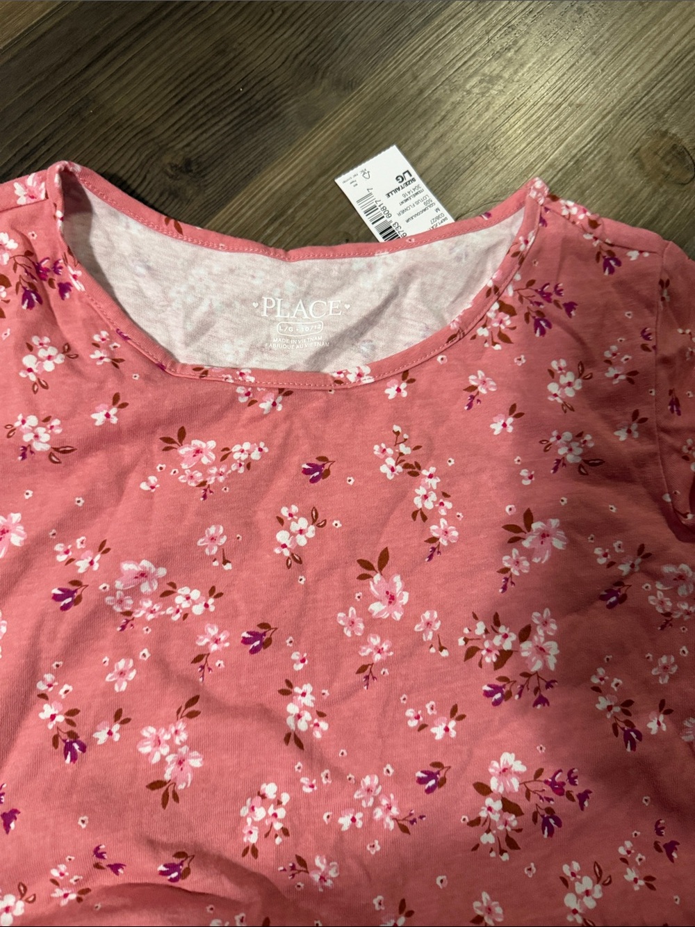 NWT size 10/12 The Children's Place Rose Pink Floral Long-Sleeve Casual Dress - Picture 2 of 3